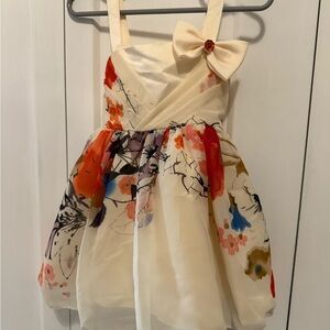 Floral Cream Dress with Bow (12-18 months)
